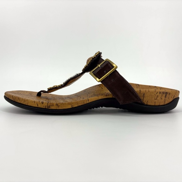 Vionic NEW Adelie Bronze Brown Toe Post Orthaheel Beaded Sandals, 9 - Picture 8 of 16